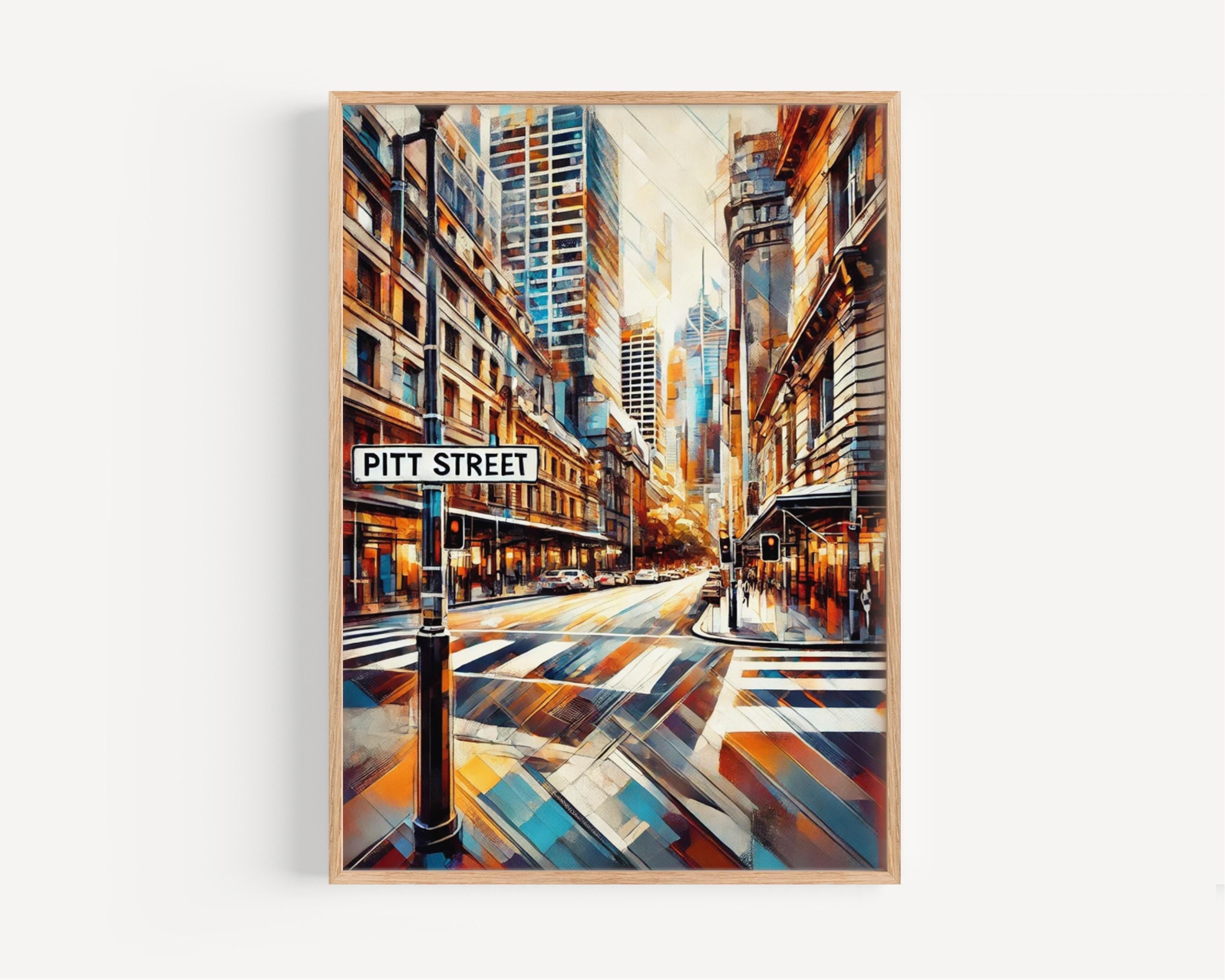 Pitt Street Wall Art Sydney Print Travel Poster Australia Gift Housewarming Decor Modern Cityscape Illustration