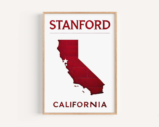 California Art Stanford Wall Art Print - Travel Decor, College Gift, Housewarming & Cali Home Decor Poster