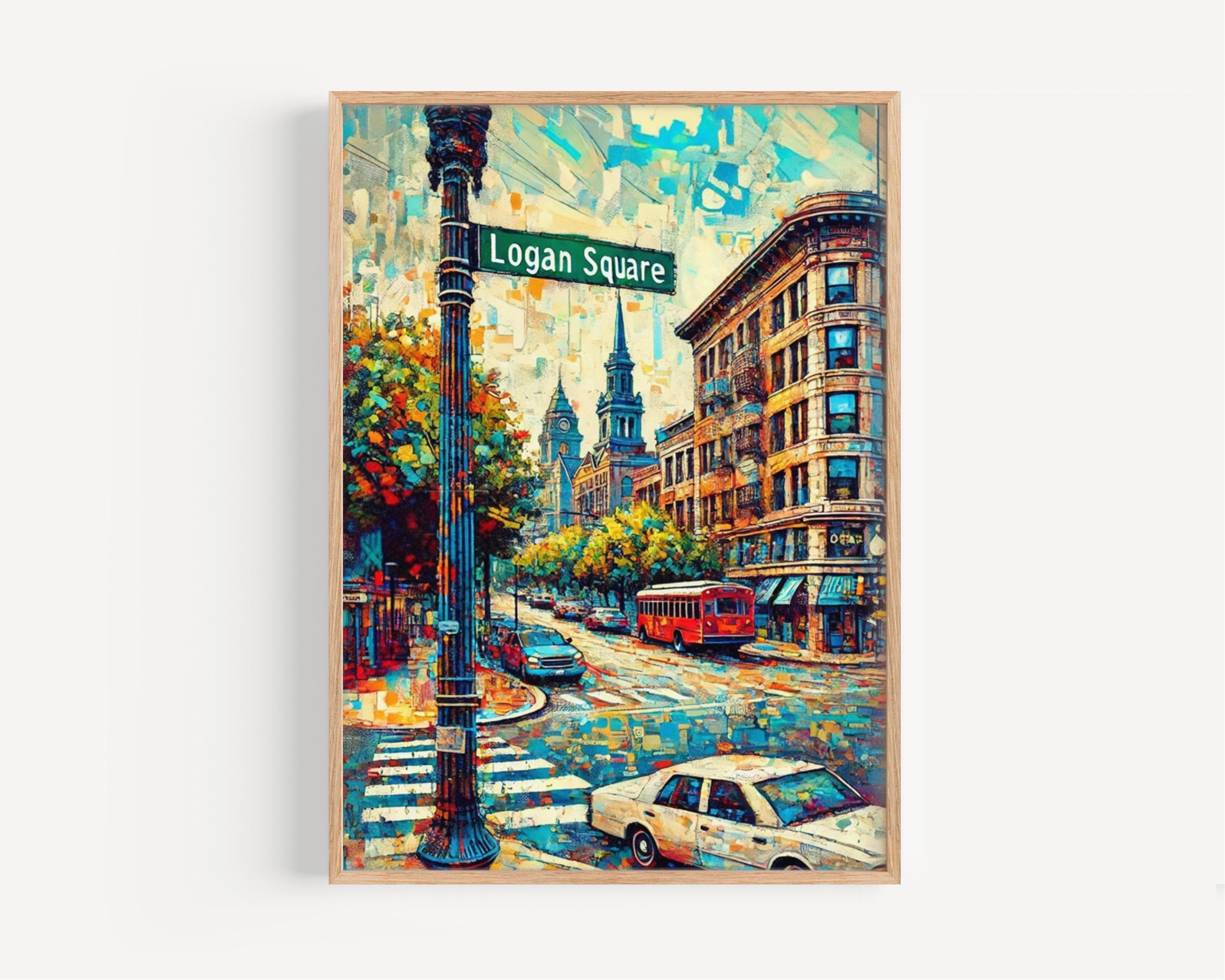 Logan Square Travel Print - Chicago, Illinois, USA