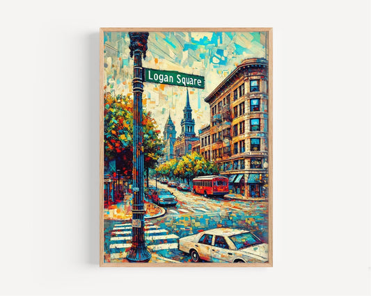 Logan Square Wall Art Chicago Print Travel Poster, American Art Decor, Housewarming Gift, Chicago Gift, Logan Square Travel Print