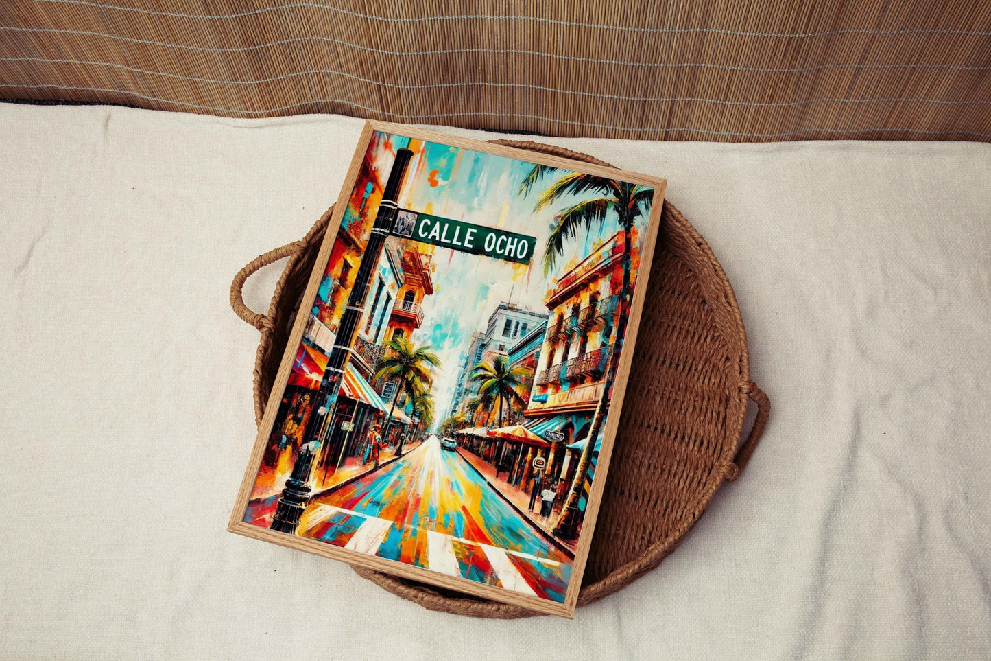 Calle Ocho Print Miami Beach Artwork Florida Travel Poster Housewarming Gift Vibrant Wall Art Decor