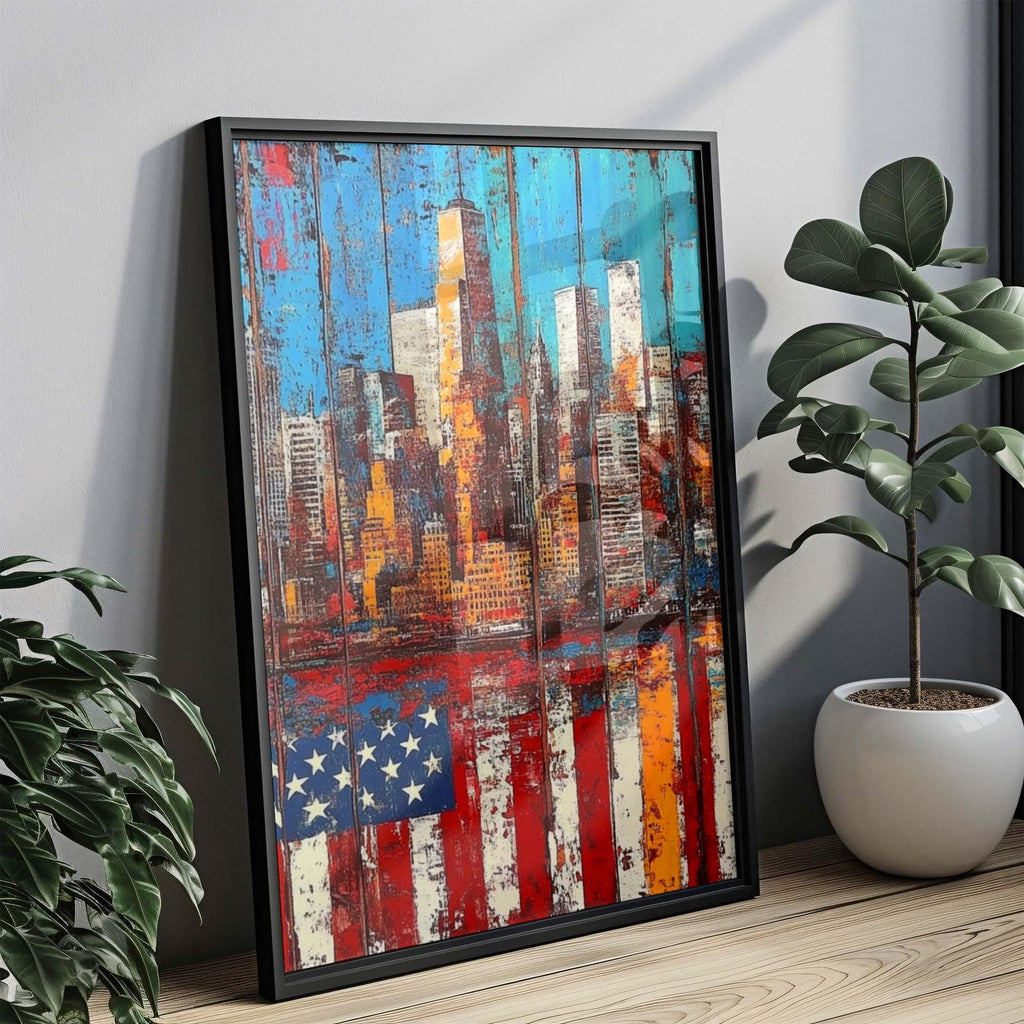 City Skyline Patriotic Wall Art - USA