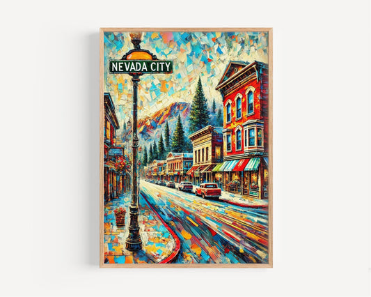 Art Nevada City Wall Art Print - California Travel Poster, Housewarming Gift, America Wall Decor, Vintage Style Travel Print