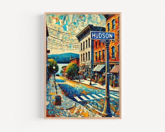 New York Hudson Wall Art Print - Travel Poster & Souvenir Gift, USA Home Decor, New York City Housewarming Artwork