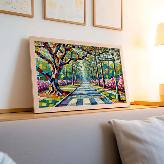 Magnolia Lane Wall Art - Augusta Georgia Print, Travel Poster, Southern Housewarming Gift, Magnolia Lane Decor, GA Vintage Style Artwork