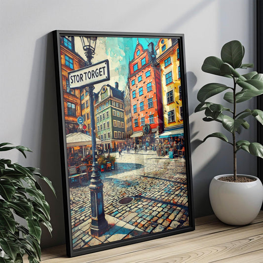 Stortorget Wall Art Print - Stockholm Travel Poster, Sweden Art Souvenir, Housewarming Gift, Scenic Stortorget Square Decor
