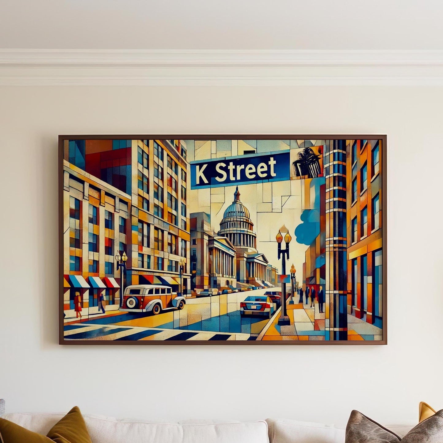 K Street Wall Art Print – Washington DC Cubism Poster, Travel Souvenir, Housewarming Gift, Modern DC Decor