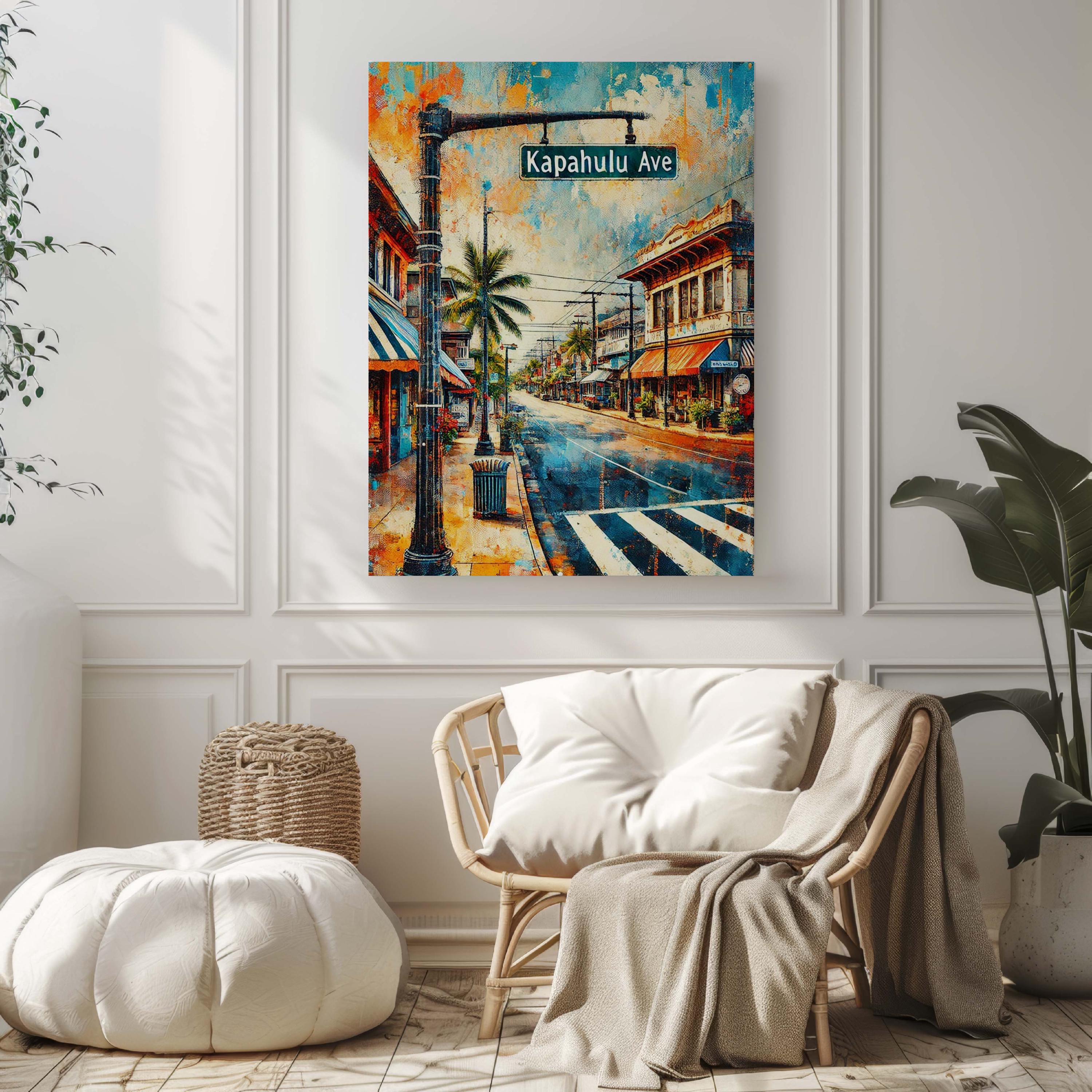 Kapahulu Ave Print - Oahu Wall Art, Honolulu Travel Poster, Hawaii Home Decor, Kapahulu Avenue Gift, Housewarming & Vacation Memory Art