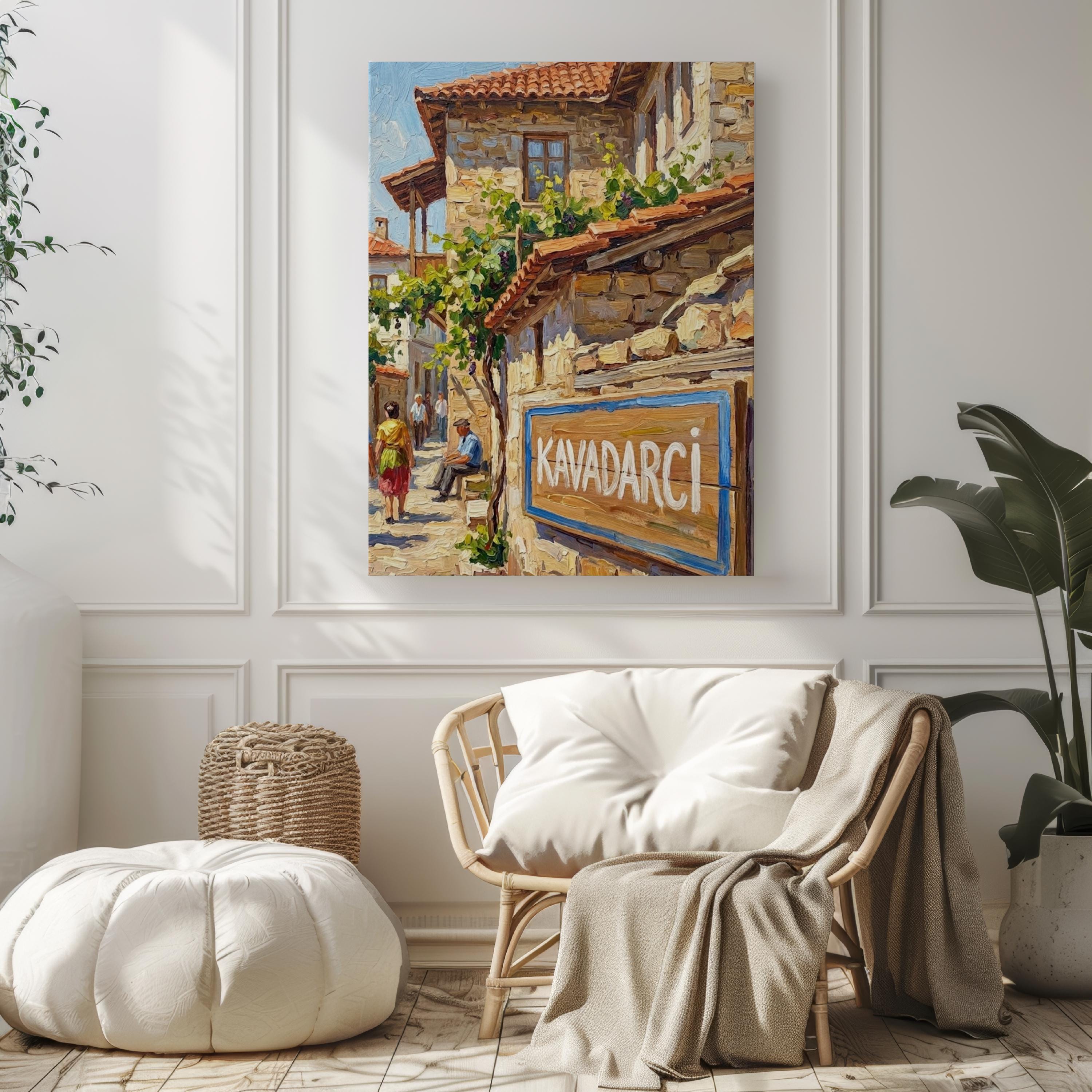 Kavadarci Oil Painting Art Print: North Macedonia Street Sign Travel Poster