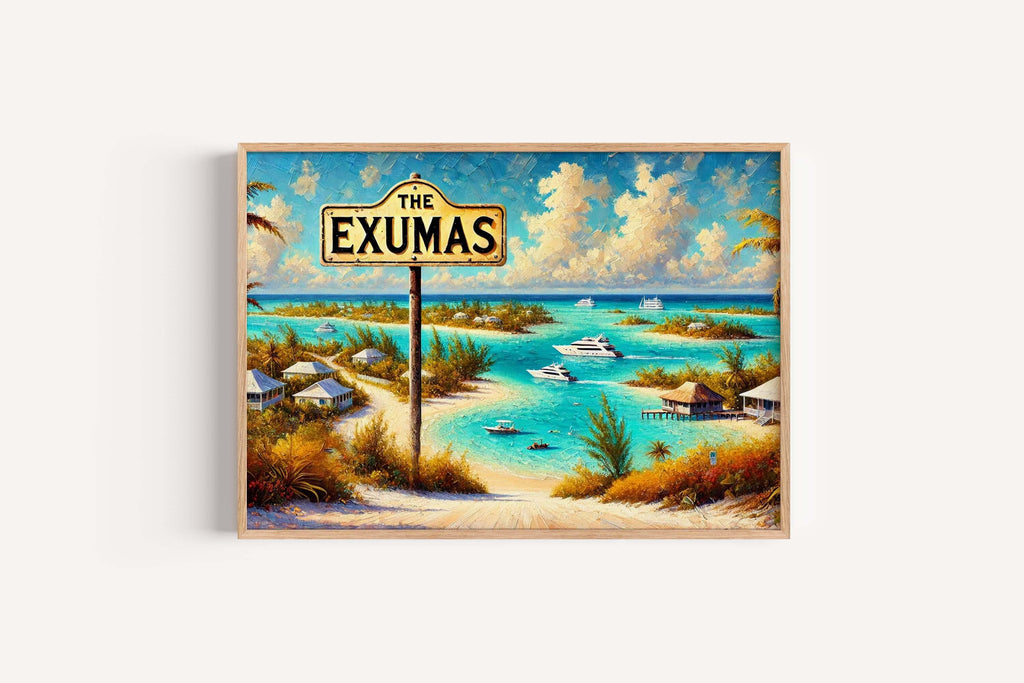 Exumas Tropical Map Print - Exumas, Bahamas