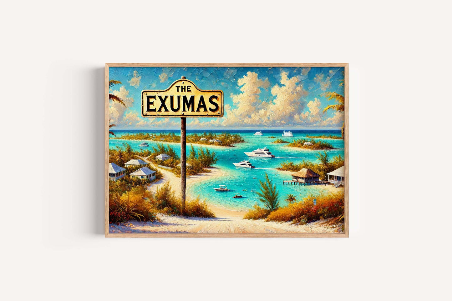 Exumas Bahamas Map Art Print, Tropical Island Wall Decor