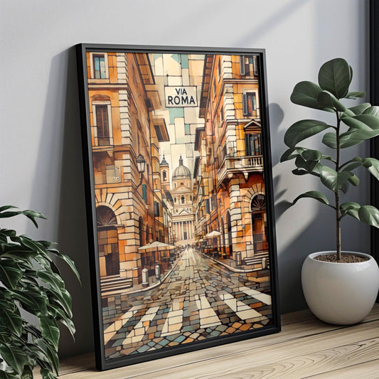 Sicily Via Roma Wall Art Print - Italian Travel Poster, Sicily Gift, Italy Souvenir, Housewarming Decor, Vintage Style Italy Art