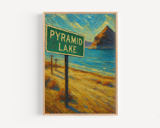 Pyramid Lake Wall Art, California Travel Poster, American Scenic Art, Travel Souvenir, Home Decor Print, California Landmark Artwork