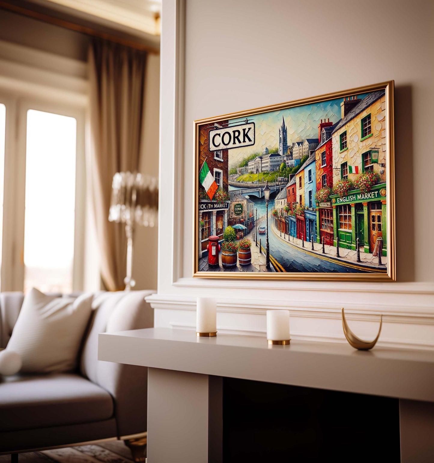Cork Art Ireland City Map Wall Art - Travel Print & Poster, Unique European Home Décor, Cork Map Gift for Housewarming