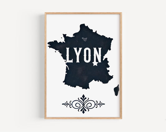 France Lyon Wall Art Print – Travel Decor, France Gift, Housewarming Wall Artwork, Modern Home Decoration