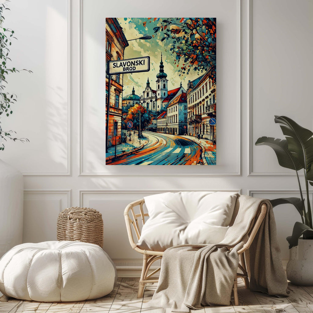Slavonski Brod Cityscape Poster - Slavonski Brod, Croatia