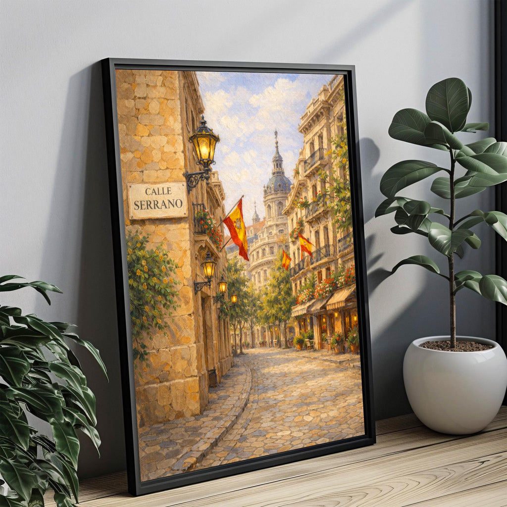 Calle Serrano Street Sign Print: Madrid Salamanca District Travel Poster
