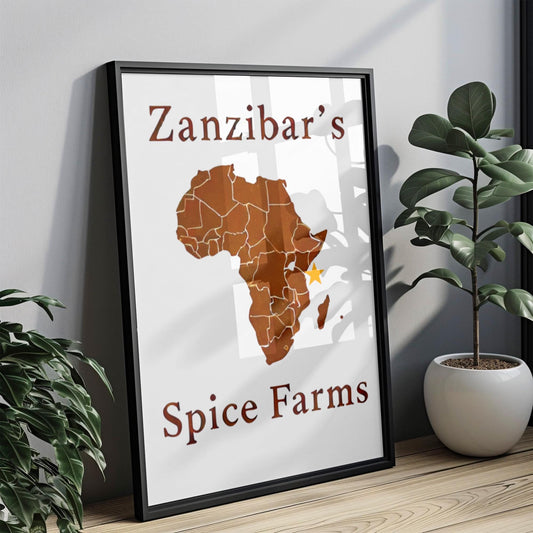 Spice Farms Wall Art Zanzibar Print, African Travel Decor, Housewarming Gift, Africa Map Poster, Unique Home Decoration