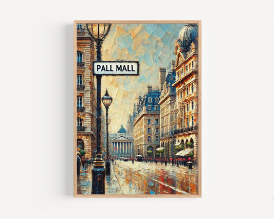 London Pall Mall Wall Art Print - Travel Poster, UK Home Decor, London Gift,Housewarming Present, United Kingdom Art, Cityscape Illustration