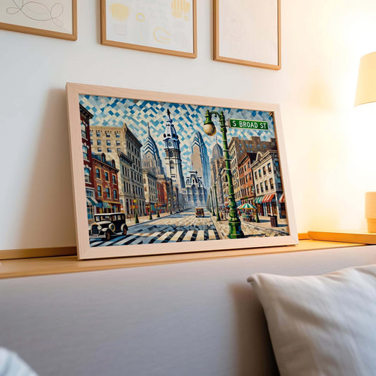 South Broad Street Artwork Poster, Philadelphia Wall Art, Philly Gift, Pennsylvania Souvenir, Urban Home Decor, House Artwork Print