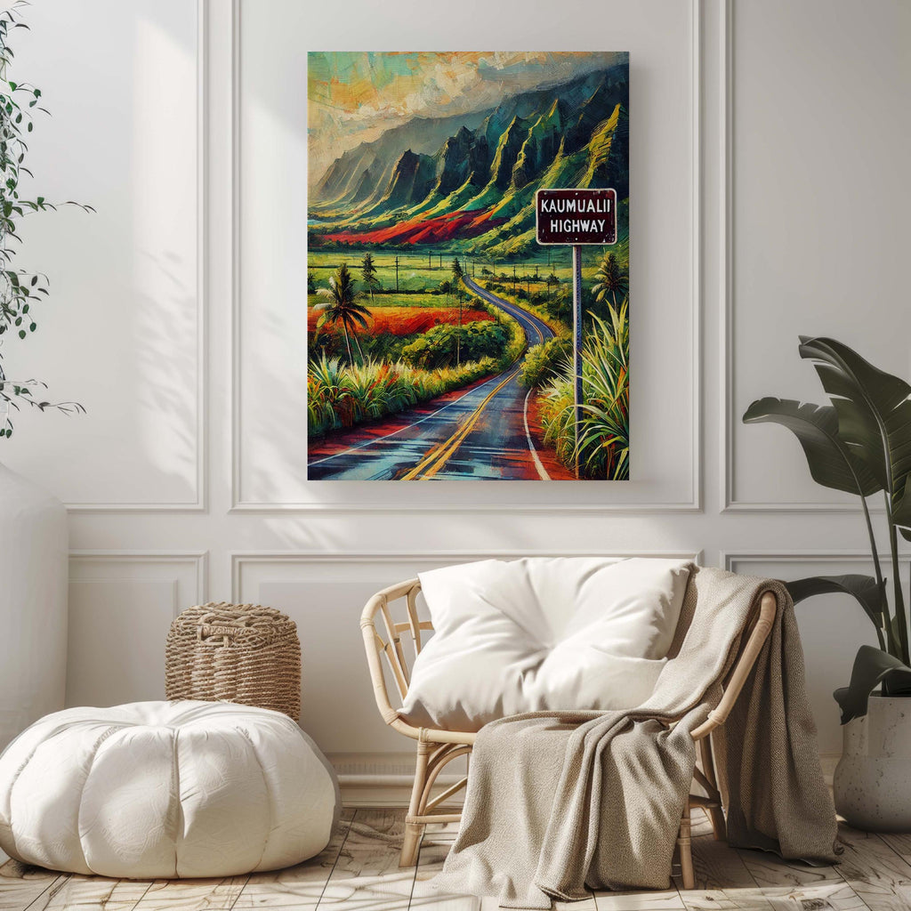 Kaumualii Highway Wall Art Print - Kauai Travel Poster, Hawaii Art, Housewarming Gift, Kaumualii Highway Kauai HI Decor
