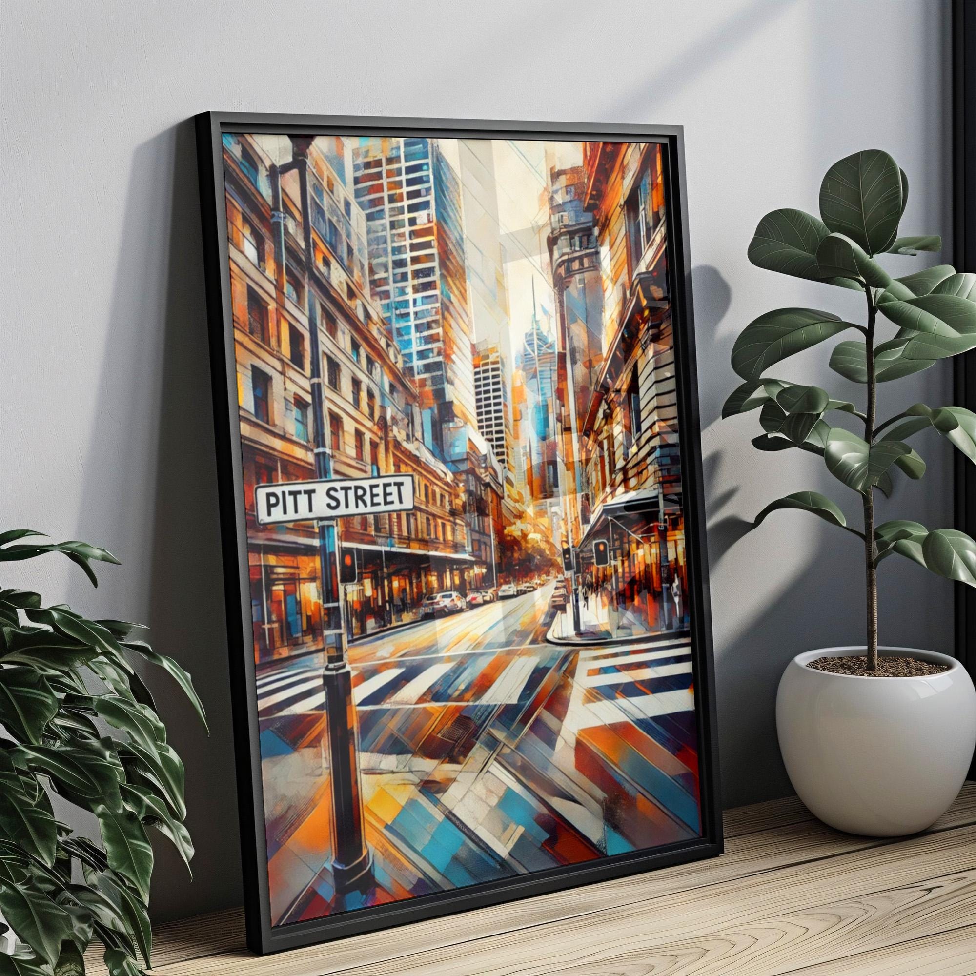Pitt Street Wall Art Sydney Print Travel Poster Australia Gift Housewarming Decor Modern Cityscape Illustration