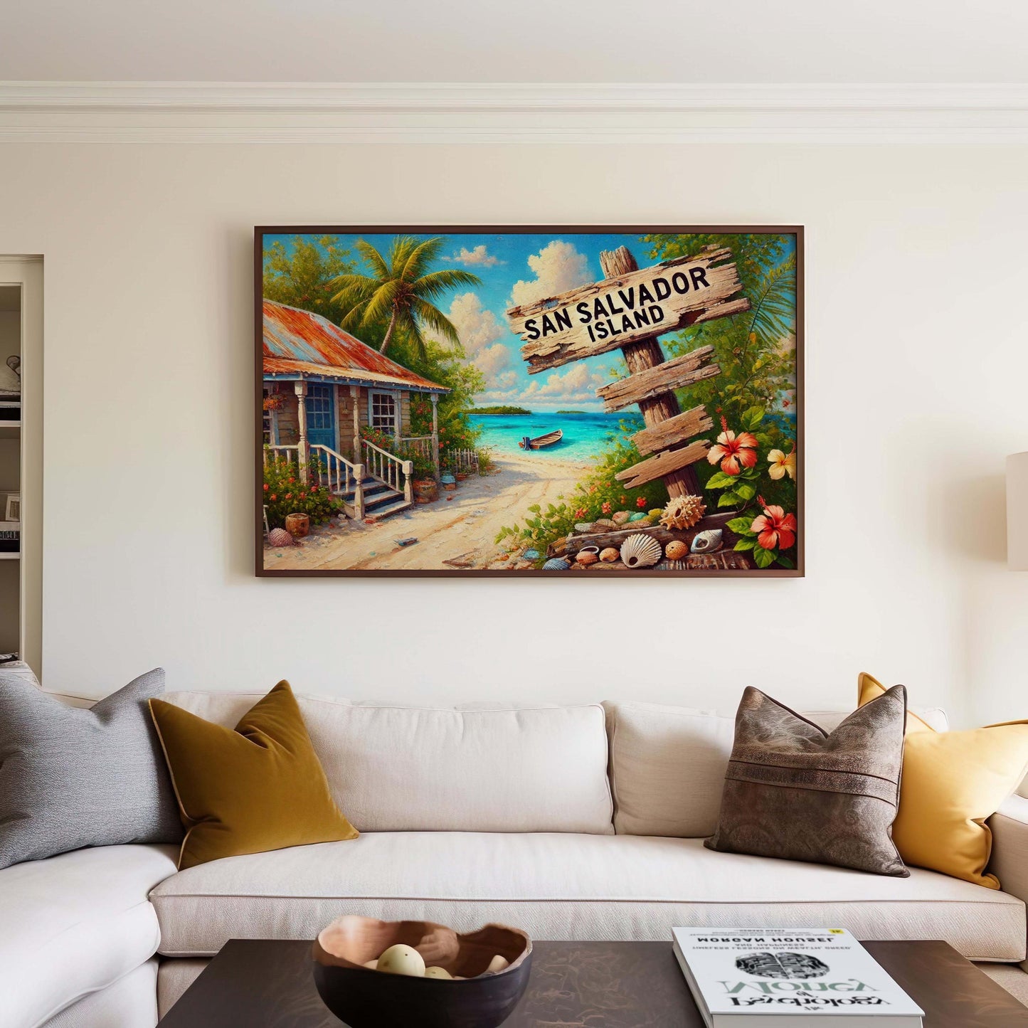 San Salvador Island Art: Tropical Bahamas Beach Scene Print