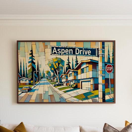 Aspen Drive Wall Art Print - Edmonton Alberta Travel Poster, Aspen Decor, Housewarming Gift, Canadian Landscape Art
