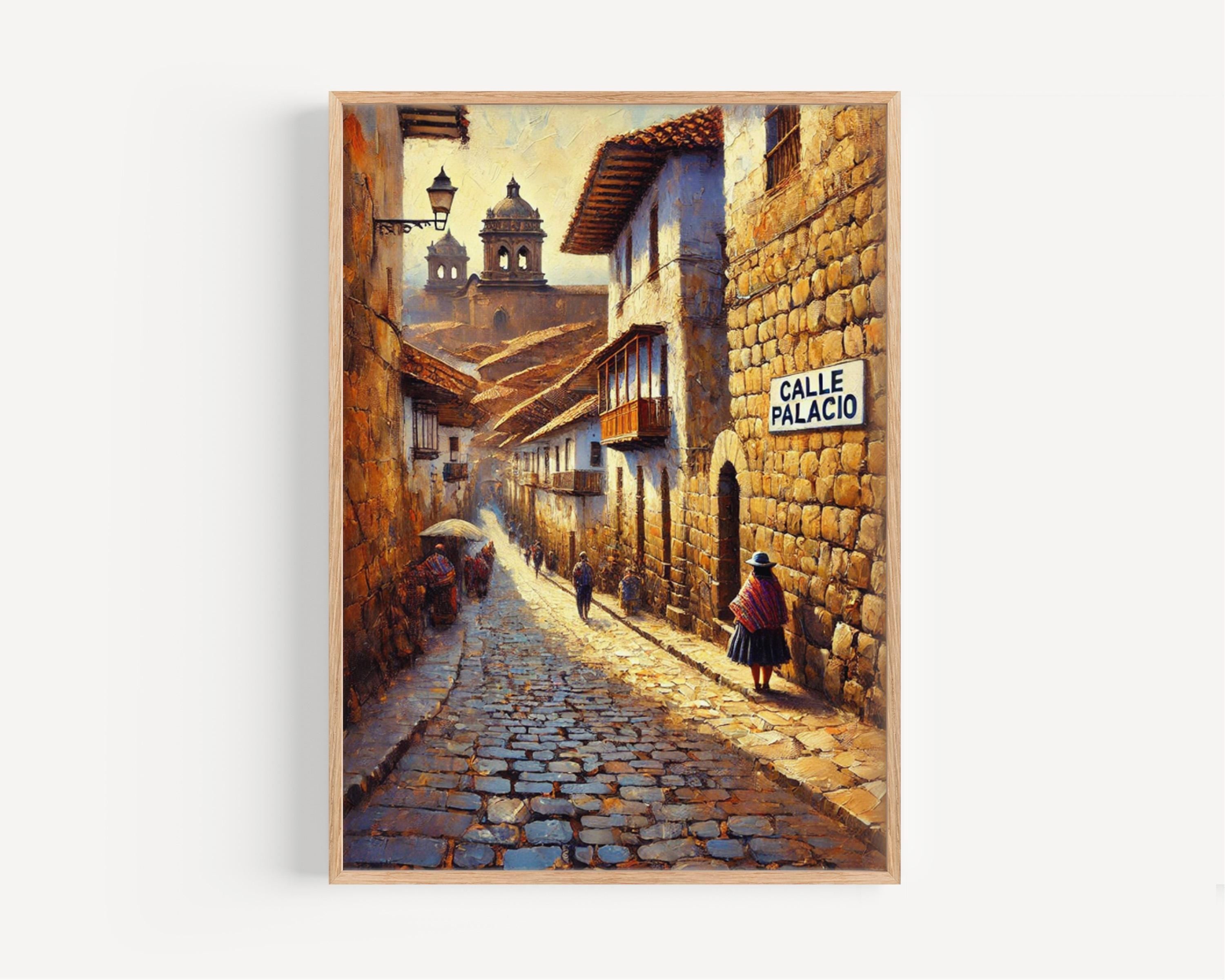 Calle Palacio Wall Art Peru Print | Town Street Scene | Colonial Architecture | Travel Souvenir | Peruvian Decor | Personalized Gift