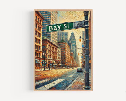 Canada Wall Art Toronto Travel Print | Modern Canada Cityscape Poster | Bay St Housewarming Decor Gift