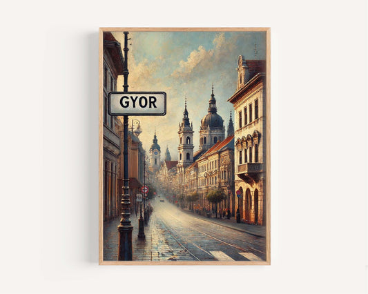 Gyor Art Print - Hungary City Wall Decor, Travel Poster, European Gift, Housewarming & Home Decoration, Gyor Travel Souvenir