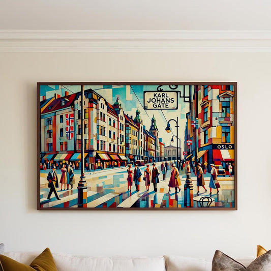 Karl Johans Gate Wall Art, Oslo Travel Print, Norway Decor, Housewarming Gift, Scandinavian Poster, Travel Poster, Nordic Home Art