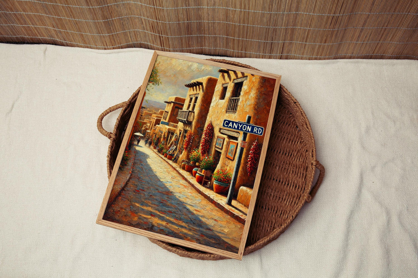 Canyon Road Print - Santa Fe Travel Art, New Mexico Wall Decor, Southwest Landscape Poster, Canyon Rd Souvenir Gift,Artistic Home Decoration