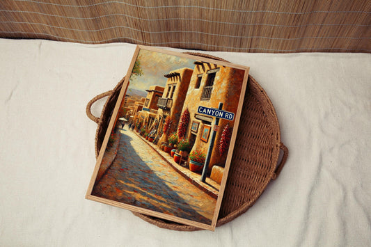 Canyon Road Print - Santa Fe Travel Art, New Mexico Wall Decor, Southwest Landscape Poster, Canyon Rd Souvenir Gift,Artistic Home Decoration