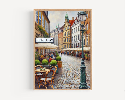 Store Torv Wall Art Print – Aarhus Travel Poster, Denmark Decor, Housewarming Gift, Scandinavian City Art, Minimalist Home Decor