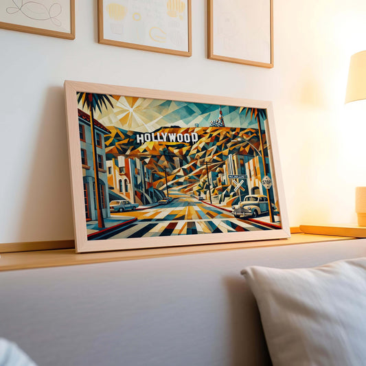 Mulholland Street Wall Art Cubism Print – Los Angeles Travel Poster, LA Gift, Modern Home Decor, Housewarming Present
