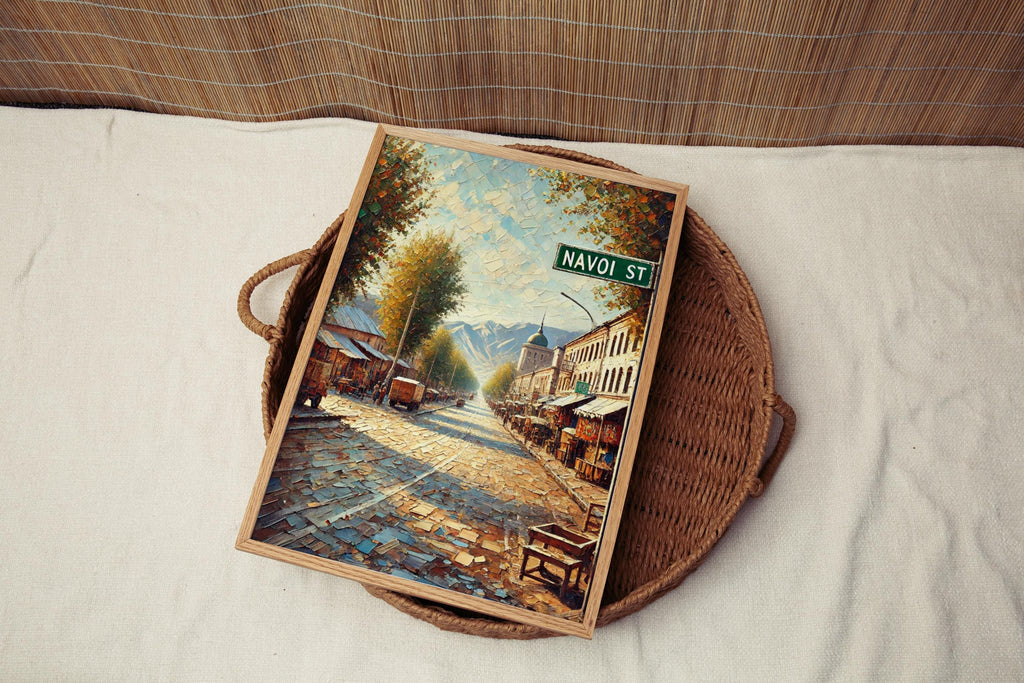 Navoi Street Wall Art, Bishkek Print, Kyrgyzstan Travel Poster, Kyrgyz Capital City Decor, Scenic Street Sign, Home or Gift Idea