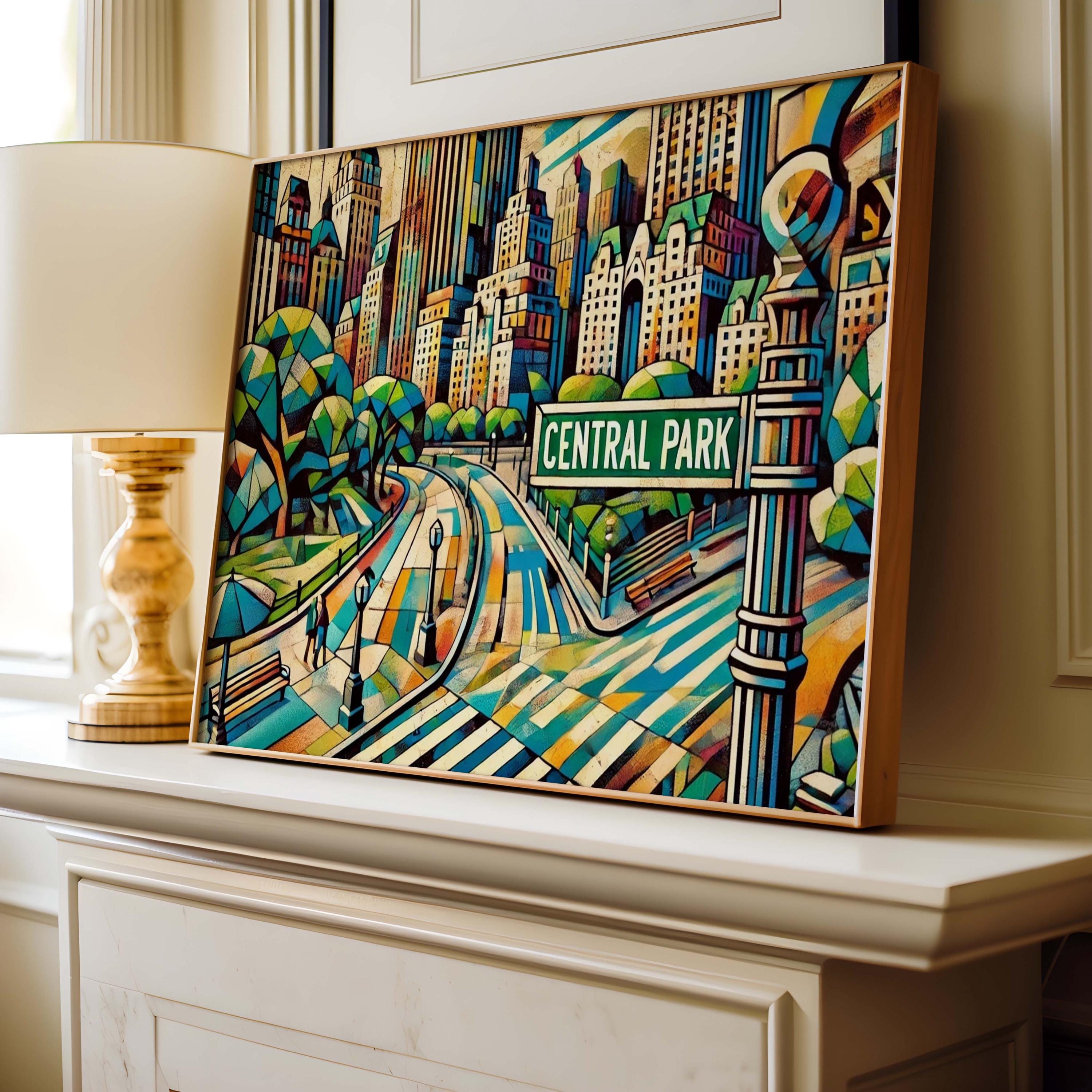Central Park Print: Manhattan Wall Art, New York City Travel Poster, NYC Gift, Housewarming Decor, Urban Landscape Illustration