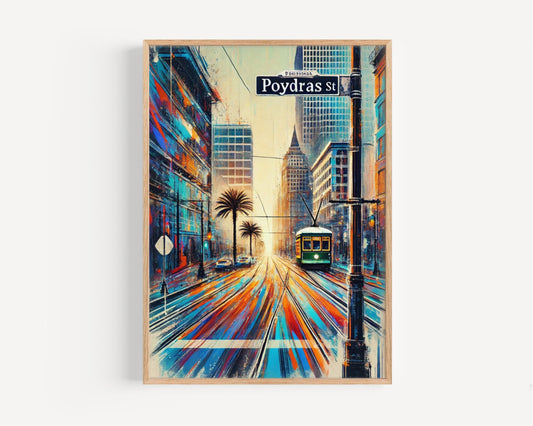 Louisiana New Orleans Poydras St Wall Art Travel Poster & Print, Housewarming Decor, Louisiana Gift, New Orleans Travel Print