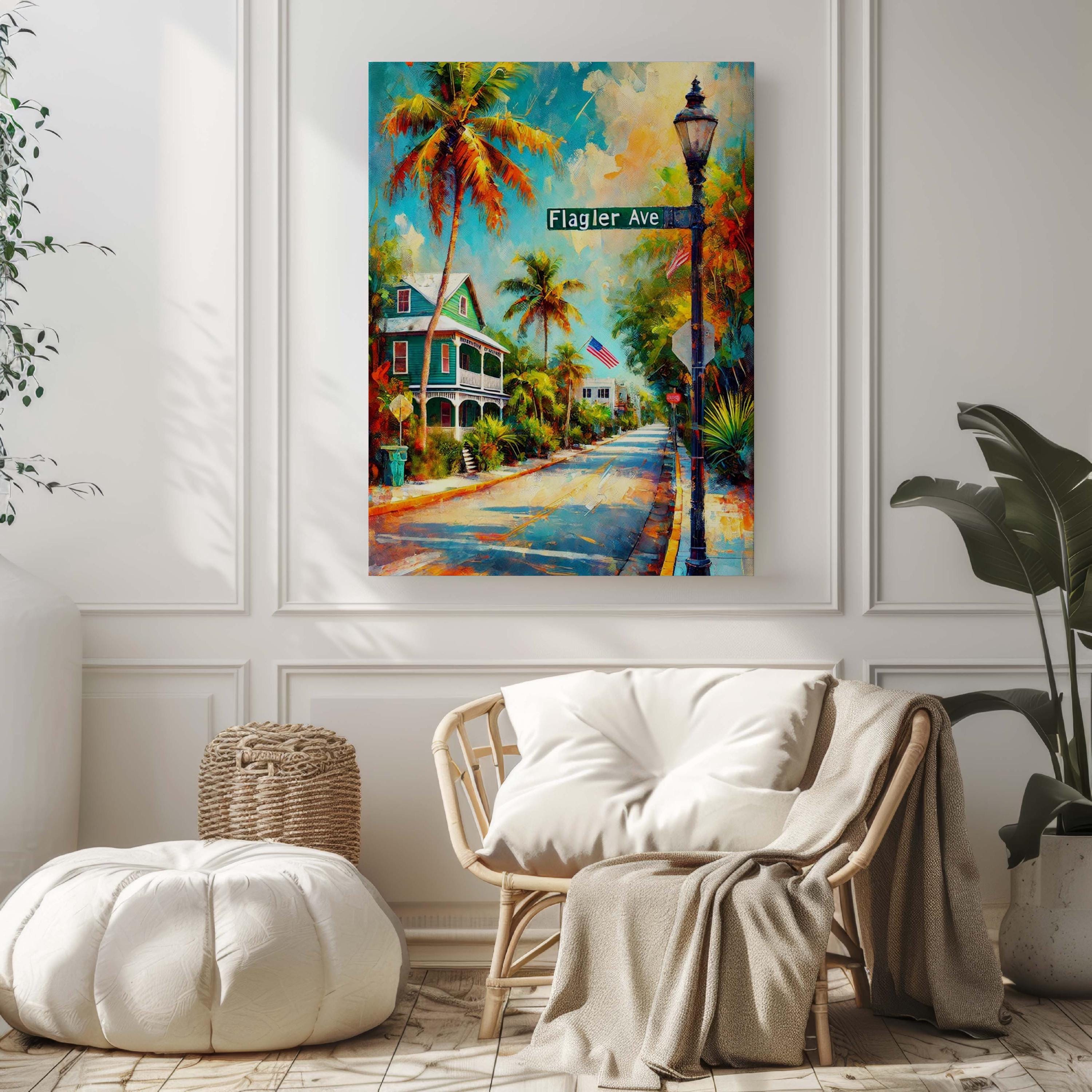Flagler Ave Vintage Print - Key West, Florida, USA