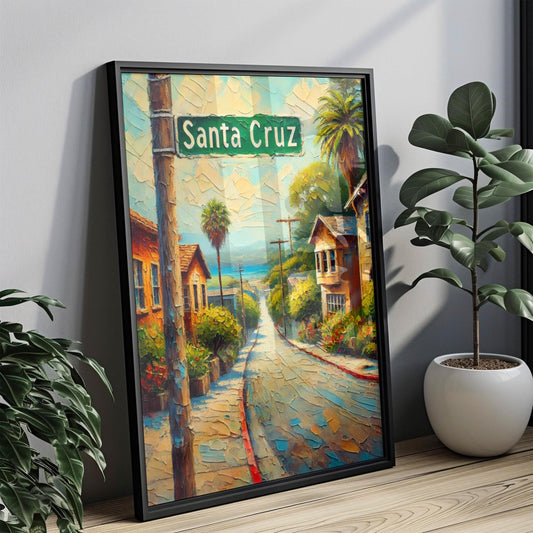 California Santa Cruz Wall Art, Travel Print, Coastal Home Decor, California Gift, Beach Poster, USA Souvenir, Housewarming Present