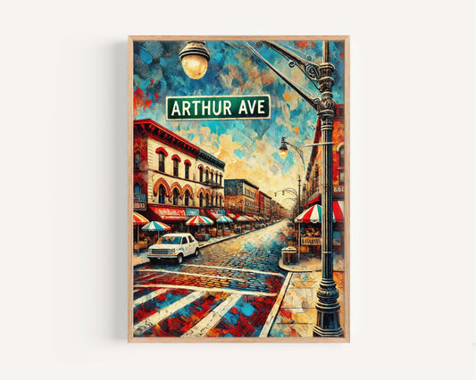 Arthur Ave Print - Bronx Wall Art, New York City Travel Poster, Arthur Avenue Gift, Bronx Decor, Housewarming Present, NYC Art Decor