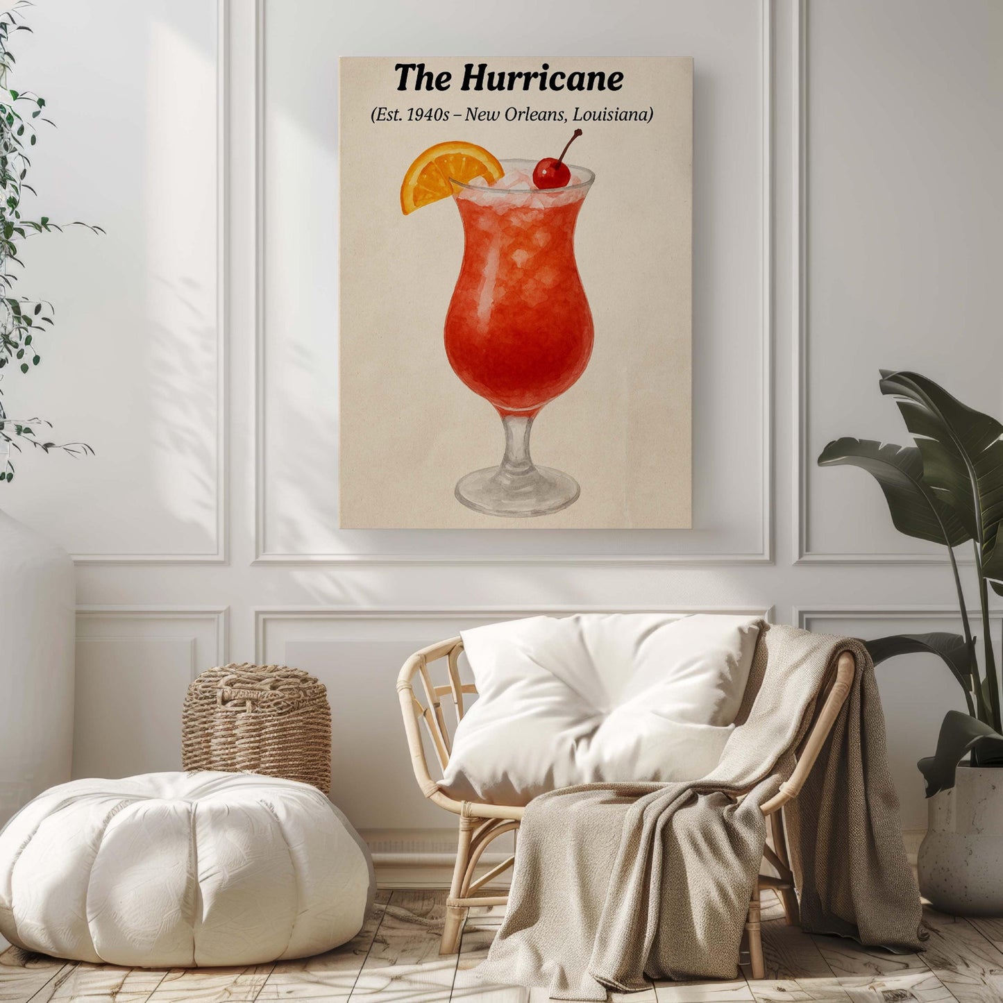 Vintage Hurricane Cocktail Print: New Orleans Bar Art