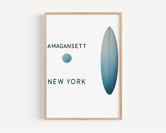 New York Amagansett Wall Art Print - Travel & College Home Decor, NY Gift, Housewarming Poster, Coastal Style Interior Accent