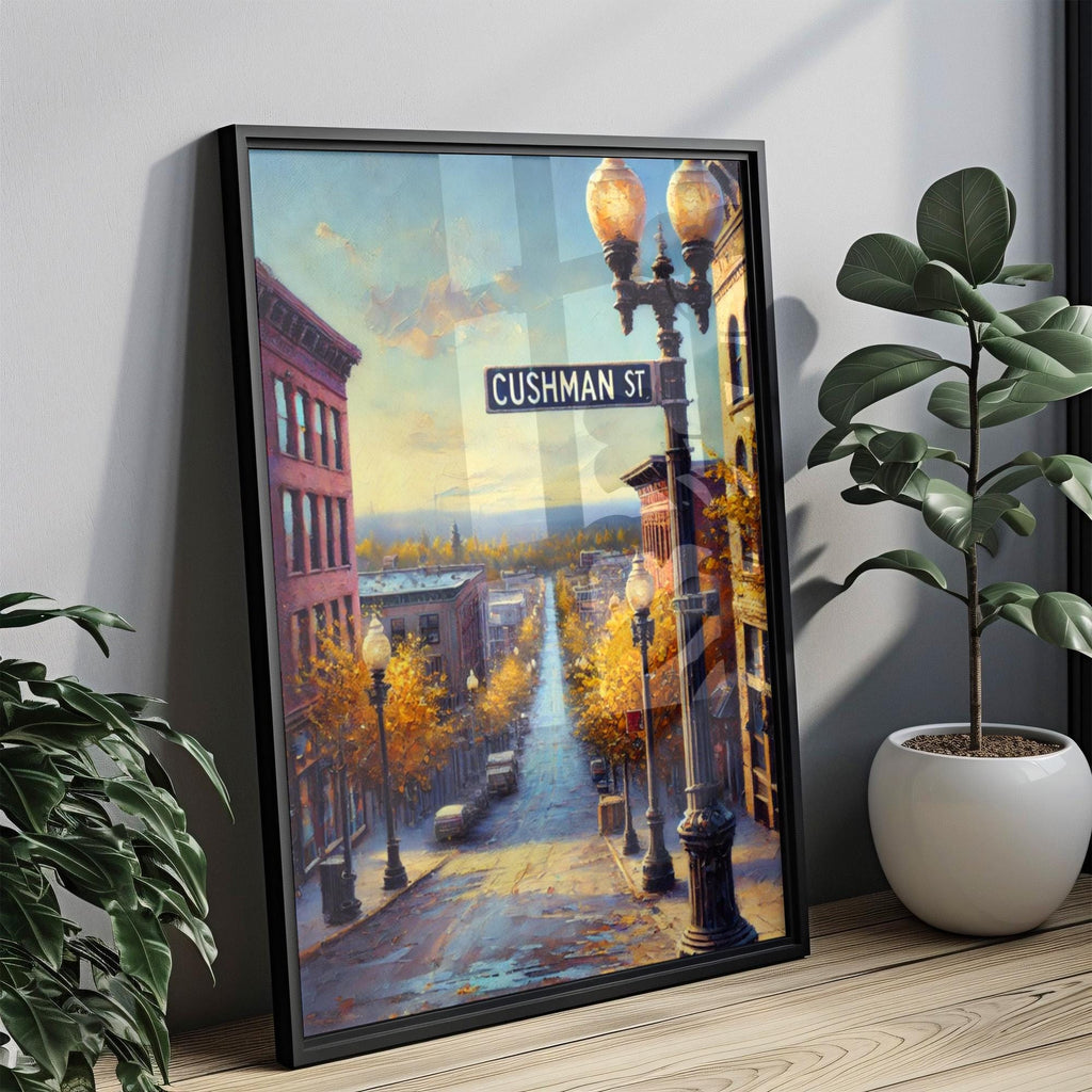 Fairbanks Alaska Print, Cushman Street, Cityscape Travel Poster