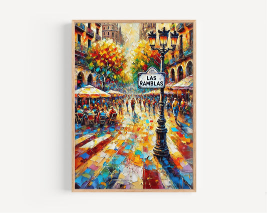 Las Ramblas Wall Art Print - Barcelona Travel Poster, Spain Souvenir, Housewarming Gift, Spain Art Decor, Las Ramblas Street Photography