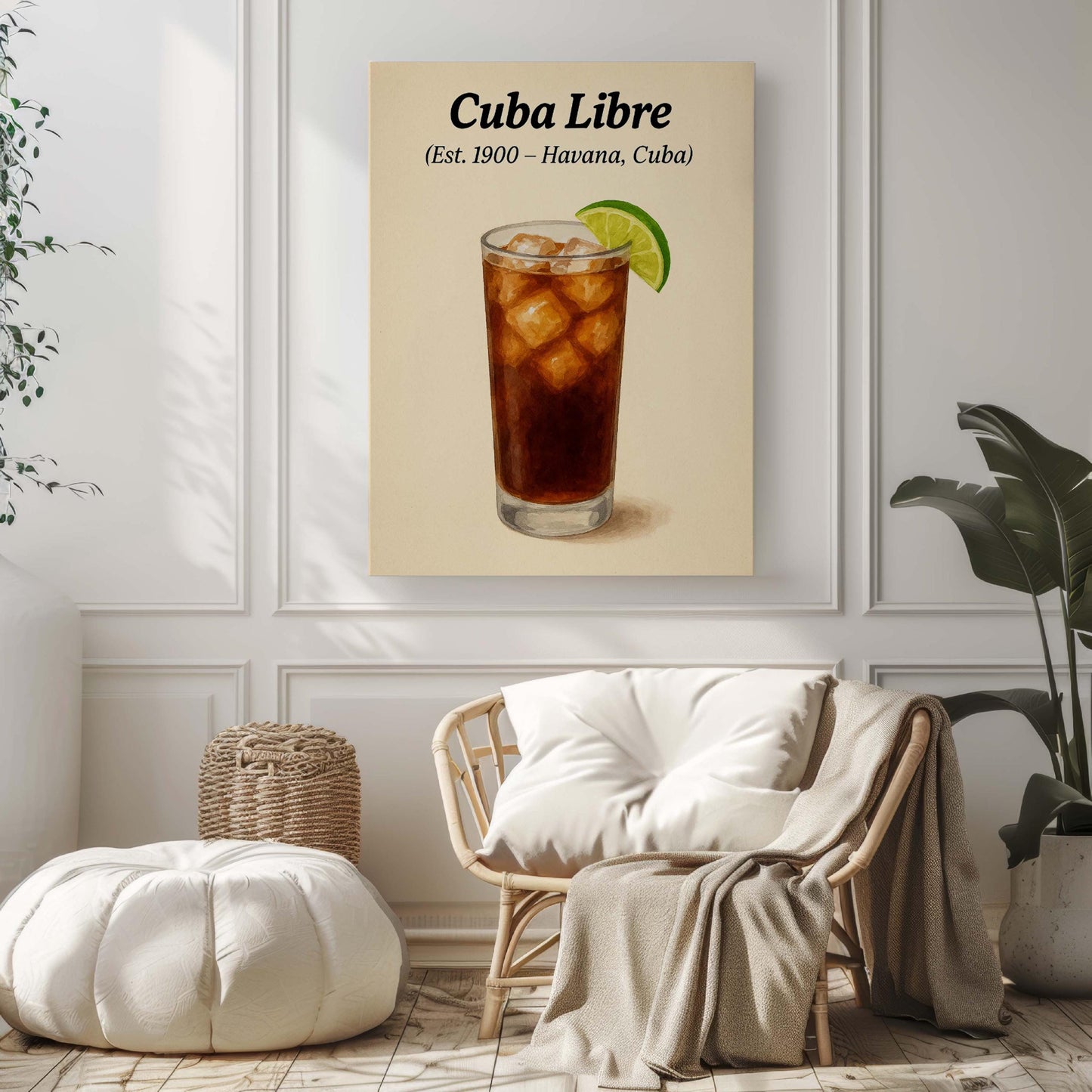 Cuba Libre Cocktail Print: Vintage Havana Bar Art