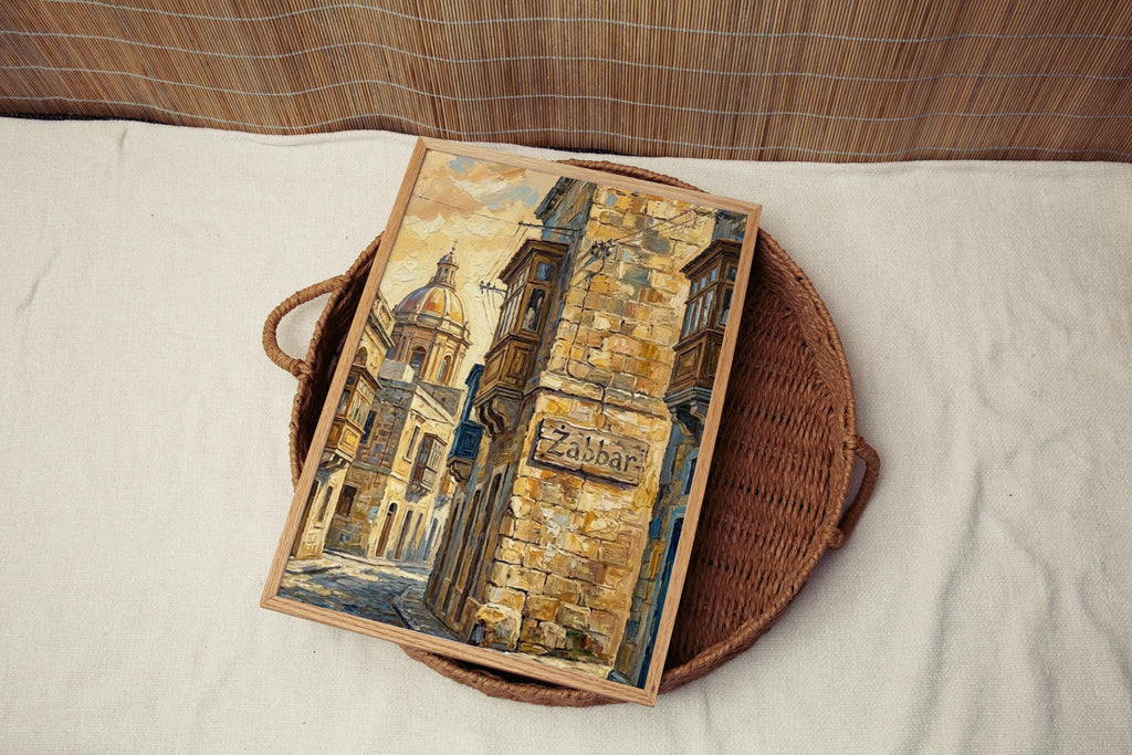 Zabbar Street Sign Art Print: Malta Historic City Travel Poster Decor