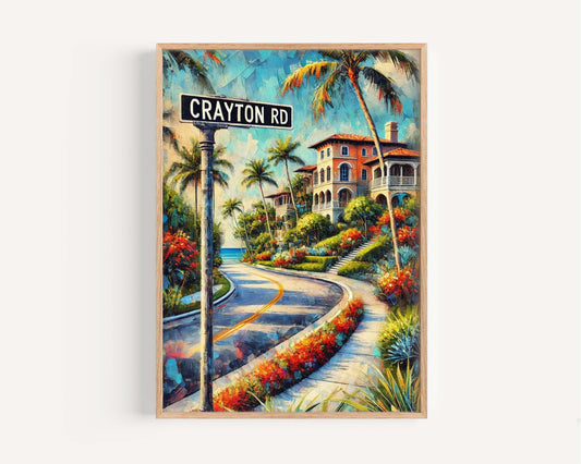 Crayton Road Print - Naples Florida Wall Art, Travel Poster, Coastal Decor, Housewarming & Florida Gift, FL Artwork for Home