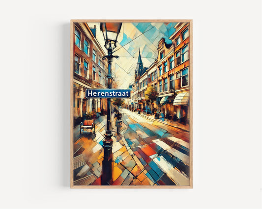 Herenstraat Wall Art: The Hague Travel Print, Netherlands Gift, Housewarming Poster, Dutch Cityscape Home Decor